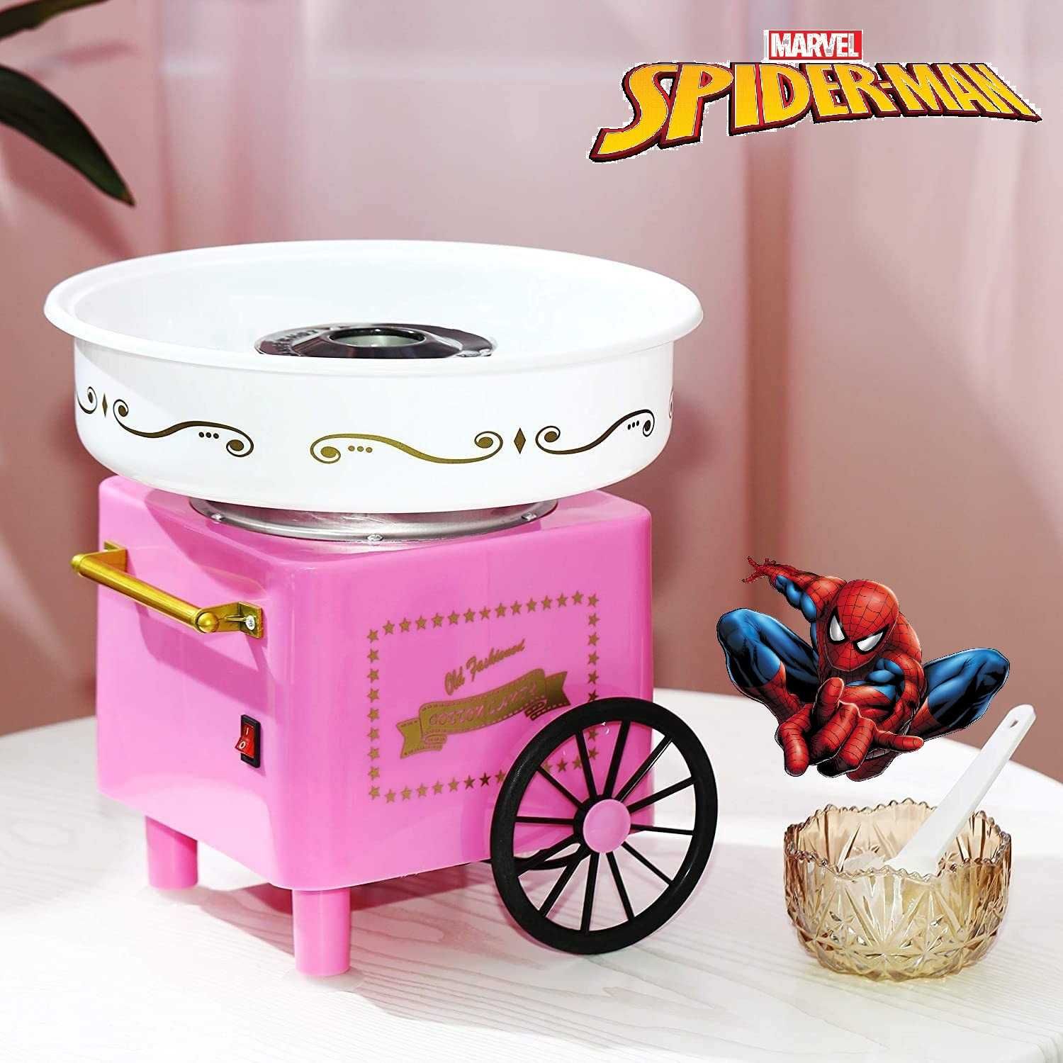 Машина за захарен памук, розова, 520W РЕТРО ДИЗАЙН+ анимационни герои