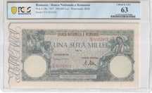 100000 lei Mai 1947 Rar PCGS63 unc bancnota gradata