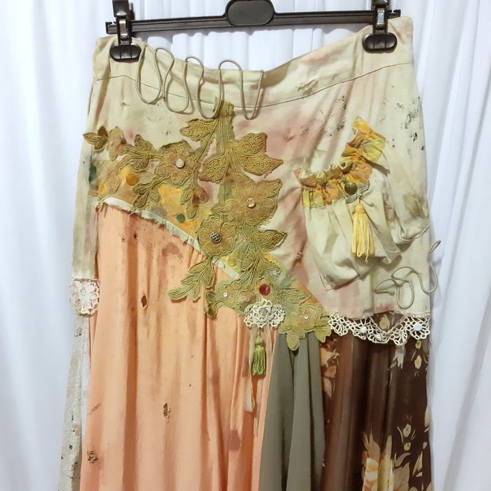 Fusta unicat altered couture upcycle distressed very worn 46/48