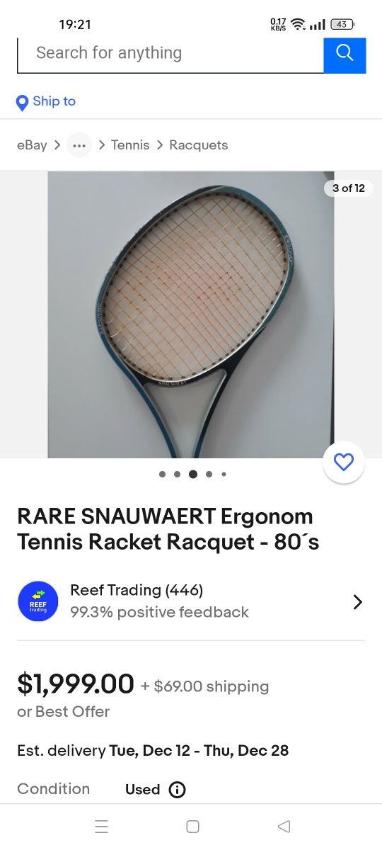 Racheta tenis Snauwaert ergonom!