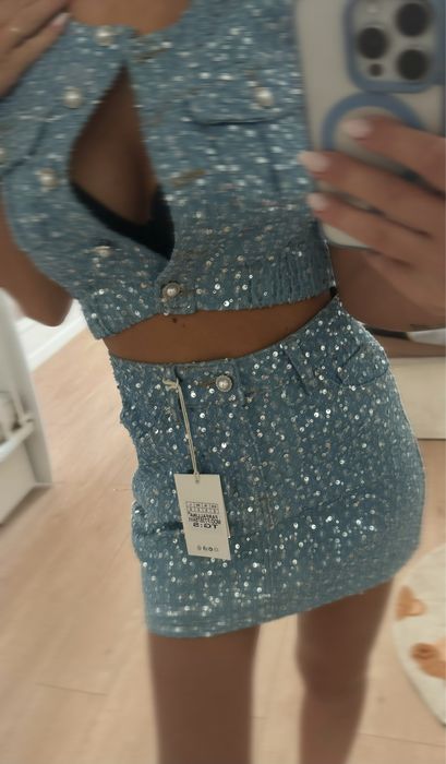 Дамски дънков комплект нов