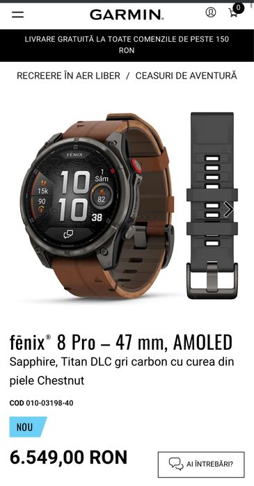 Ceas Garmin Fenix 8 pro , 47 mm , AMOLED/Saphire