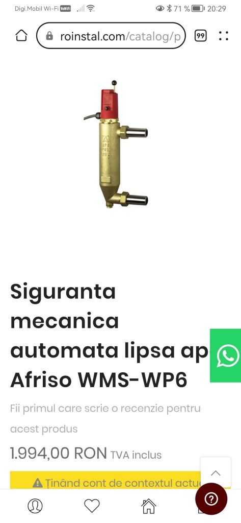 Siguranta mecanica automata afriso WMS-WP6