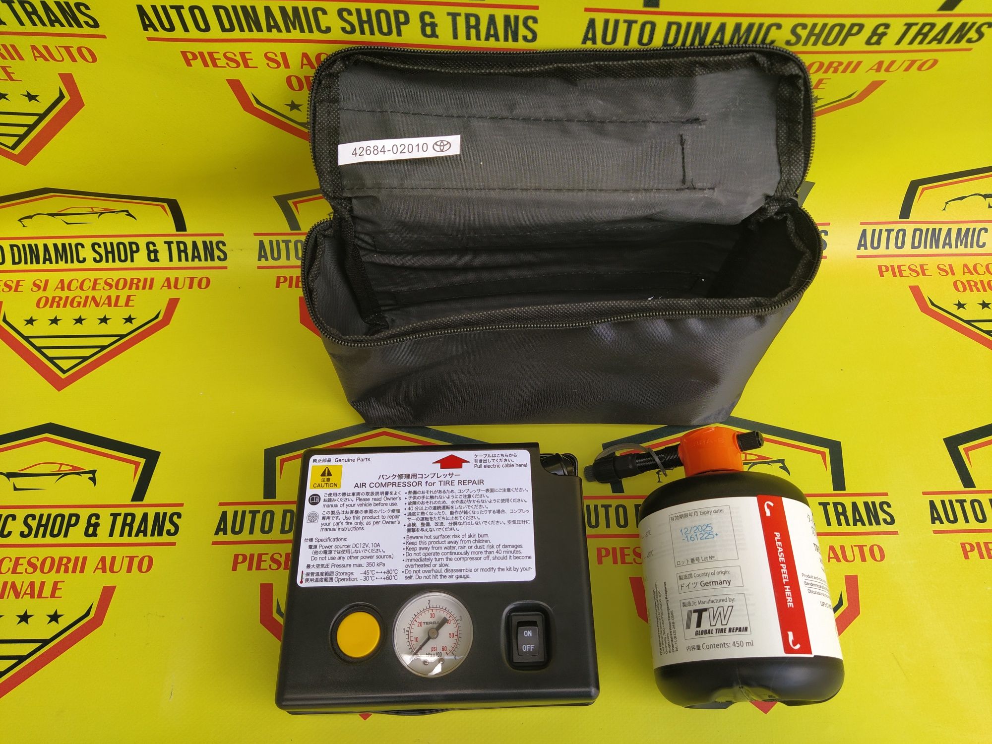 Compresor auto umflat roti kit pana original Toyota + husa
120w 12V