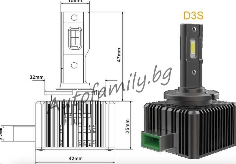 Ново! LED D1S D3S D4S D2S D5S 70W +380% Plug&Play Canbus Без грешки