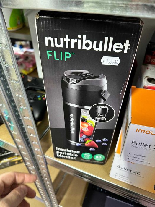Blender portabil nutribullet Flip NBP016B, cupă otel inoxidabil