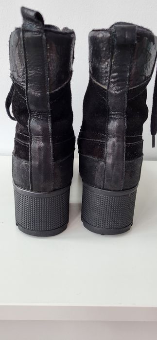 Дамски черни боти от естествен велур -39 н