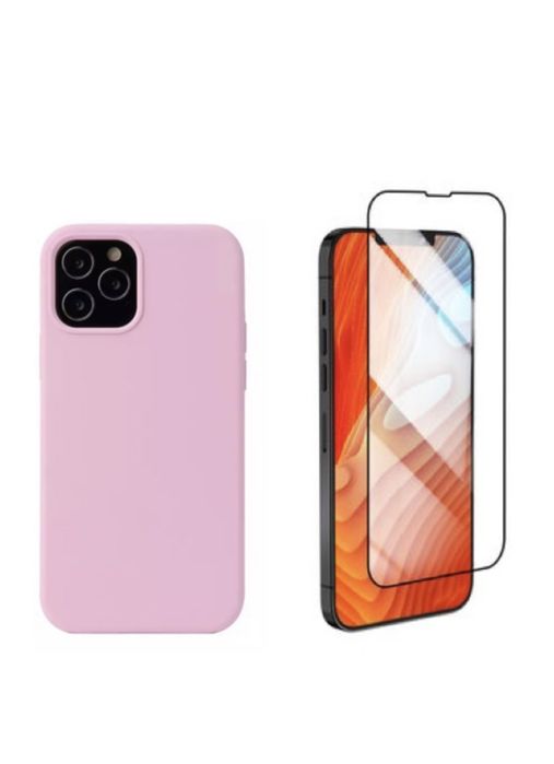 Husa Glow Alcantara si Folie Sticla Iphone 13/14/15/16E MINI PRO MAX