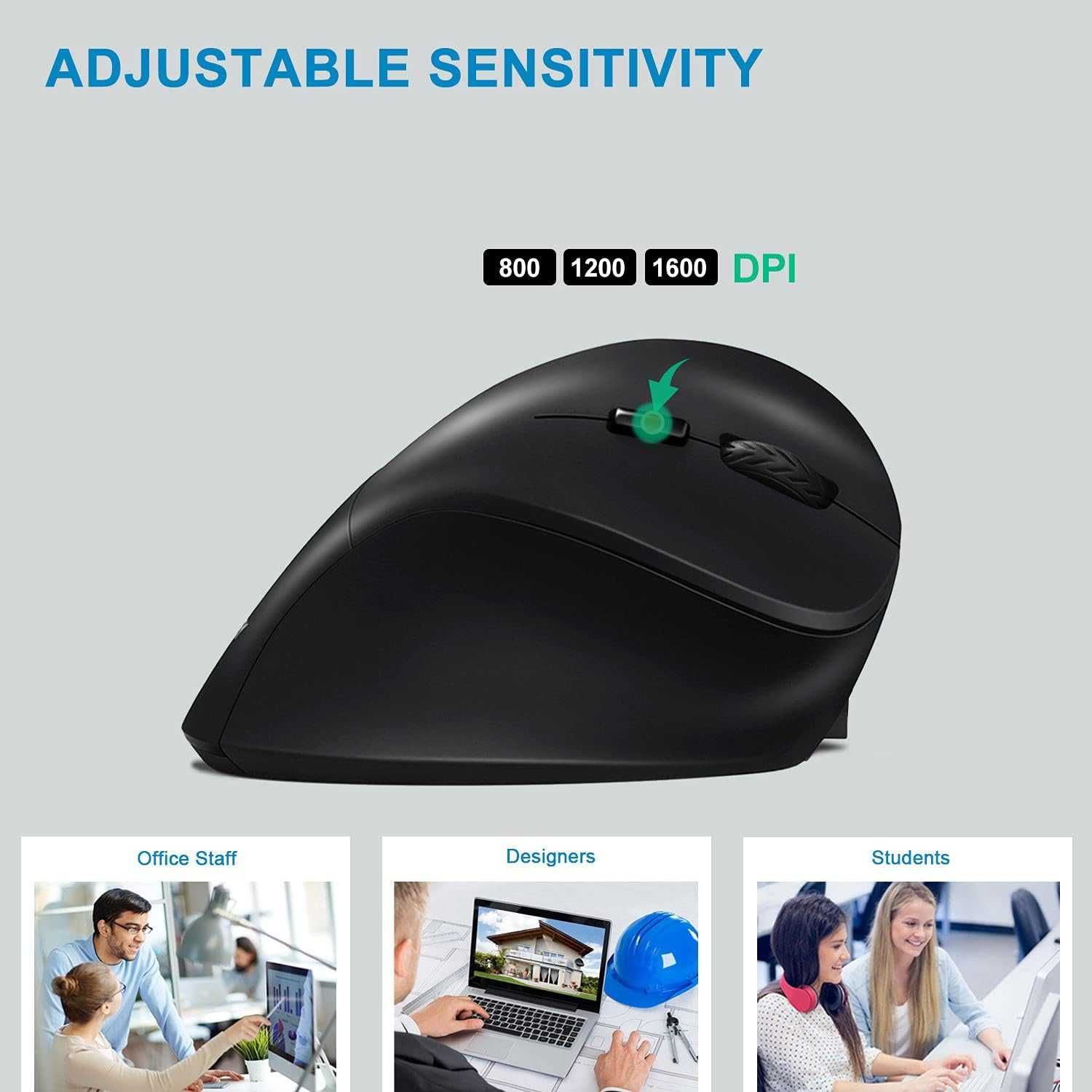 AUTLEY Vertical Ergonomic Rechargeable Wireless Mouse