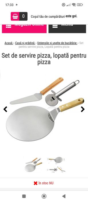 tăietor de pizza, pala pentru pizza, lopată pentru tort din oțel inoxi