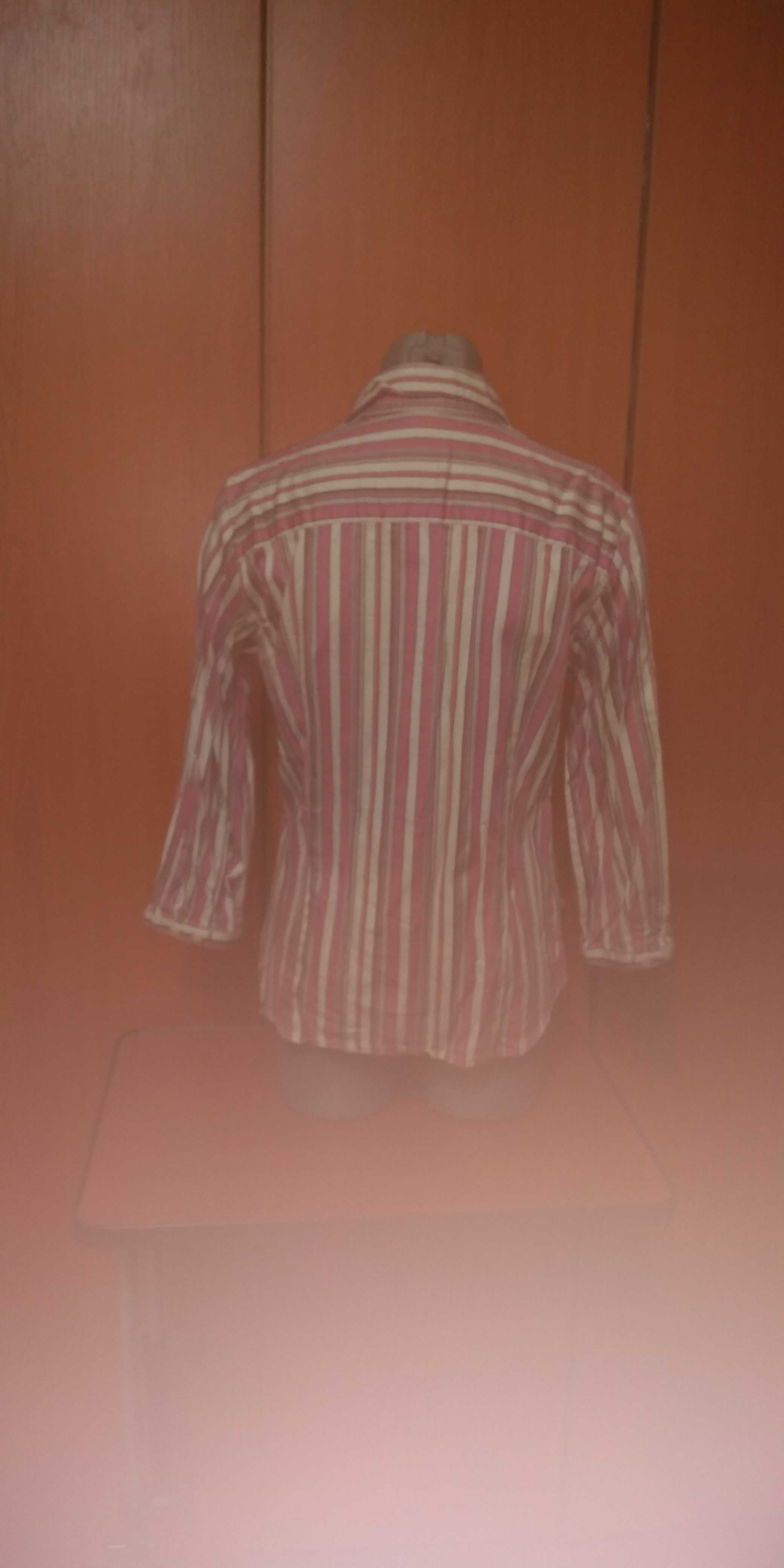 Bluza/Camasa VANHEUSEN ,cu dungi alb-roz , maneci 3/4 , UK