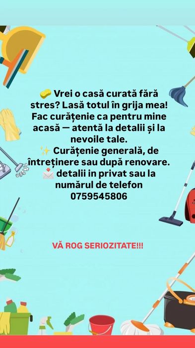 Servicii complete de întretinere, curatenie, electricitate..