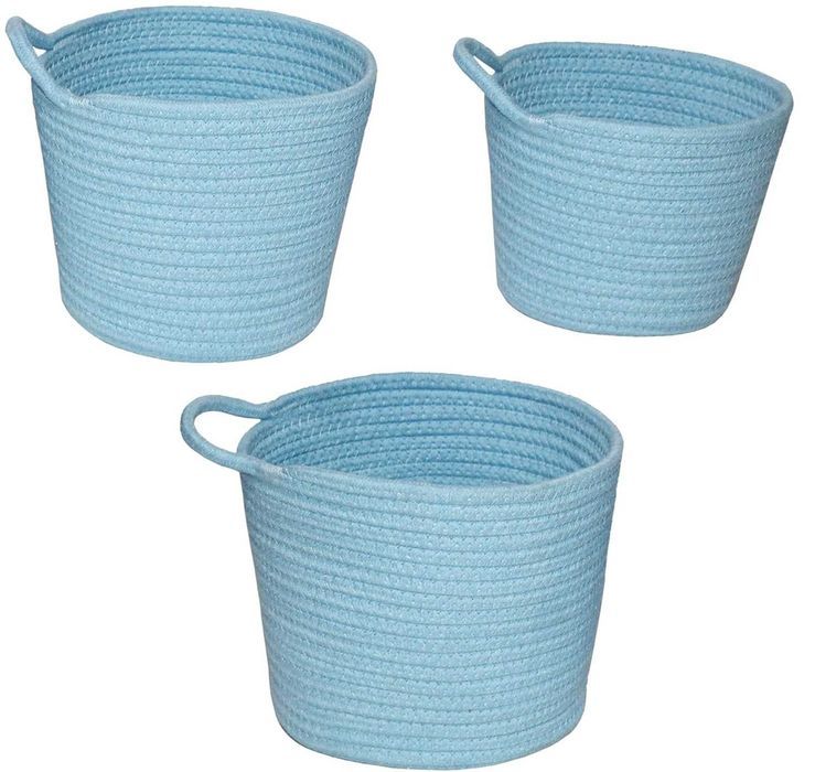 Set 3 coșuri depozitare textile – albastre, fără cârlige incluse