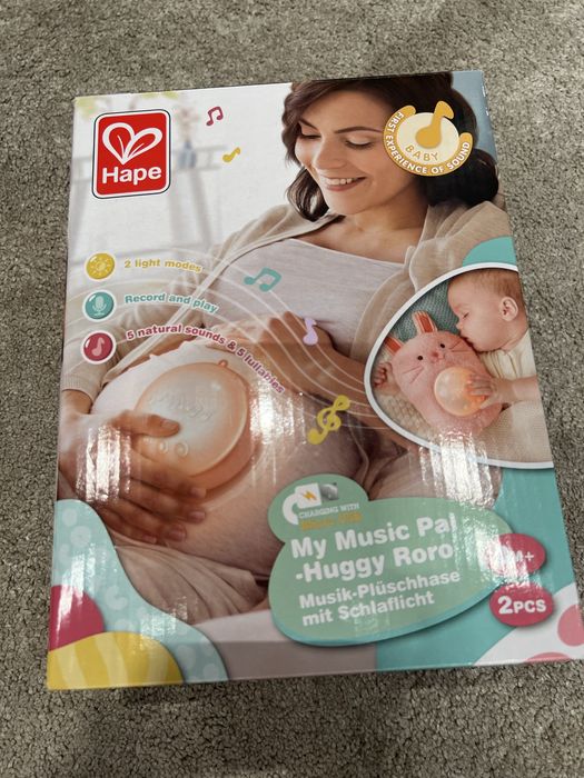 Интерактивна играчка, Hape, Музикална плюшена лампа за сън, Зайче