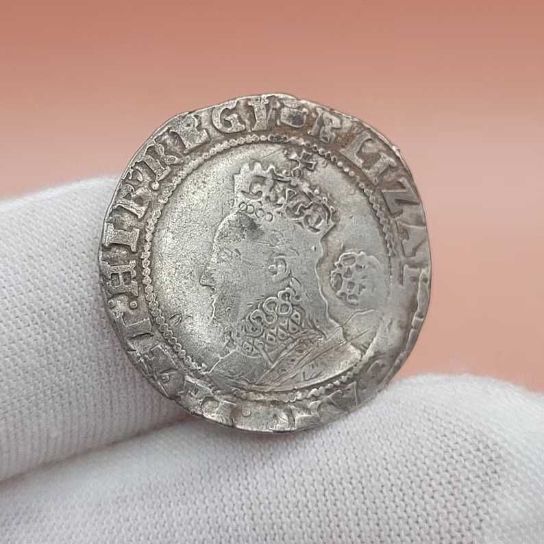 Moneda de argint 1594 Queen Elizabeth I