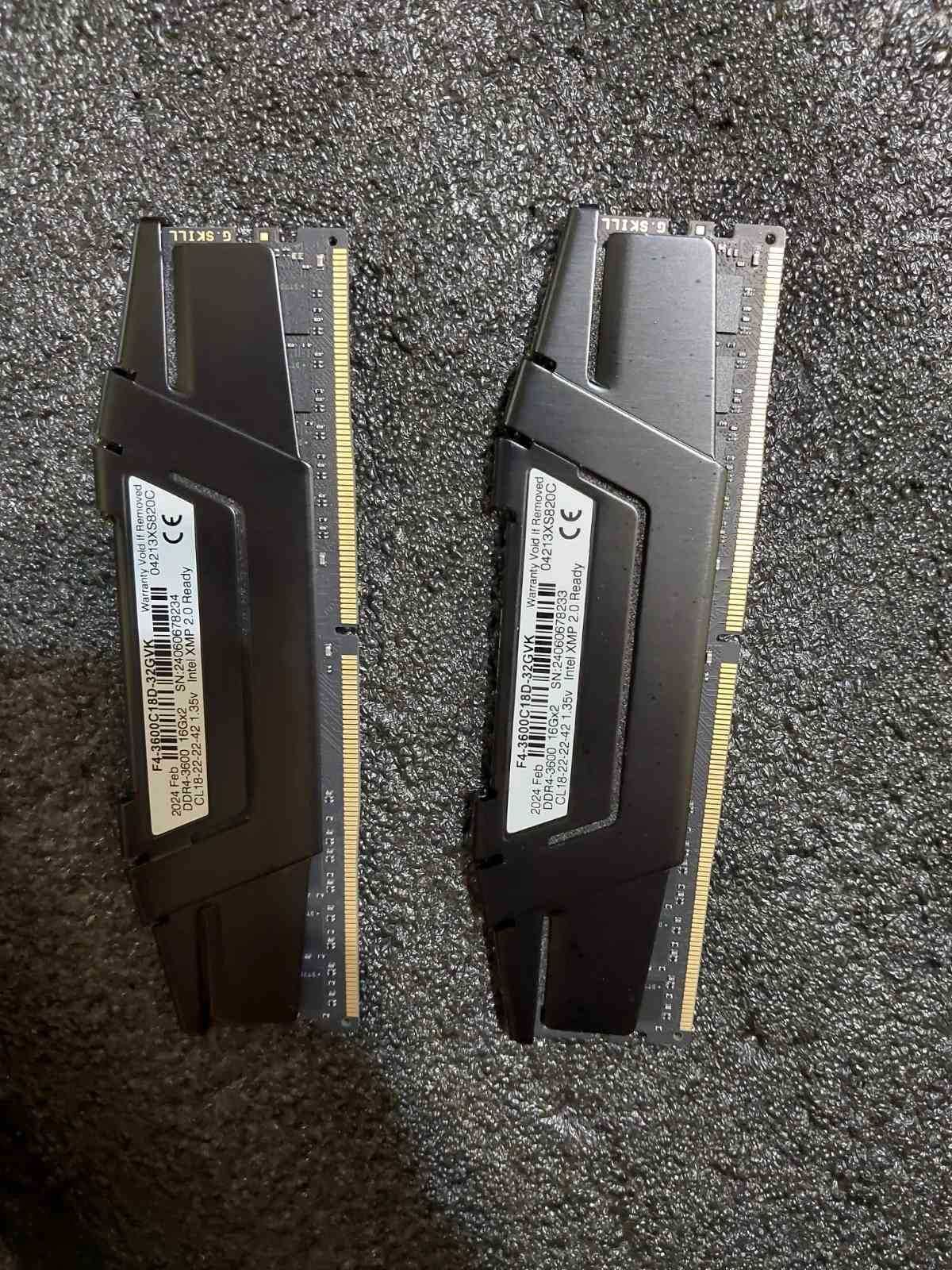32GB DDR4 G.Skill Ripjaws, Corsair Vengance LPX, 3600Mhz, CL18