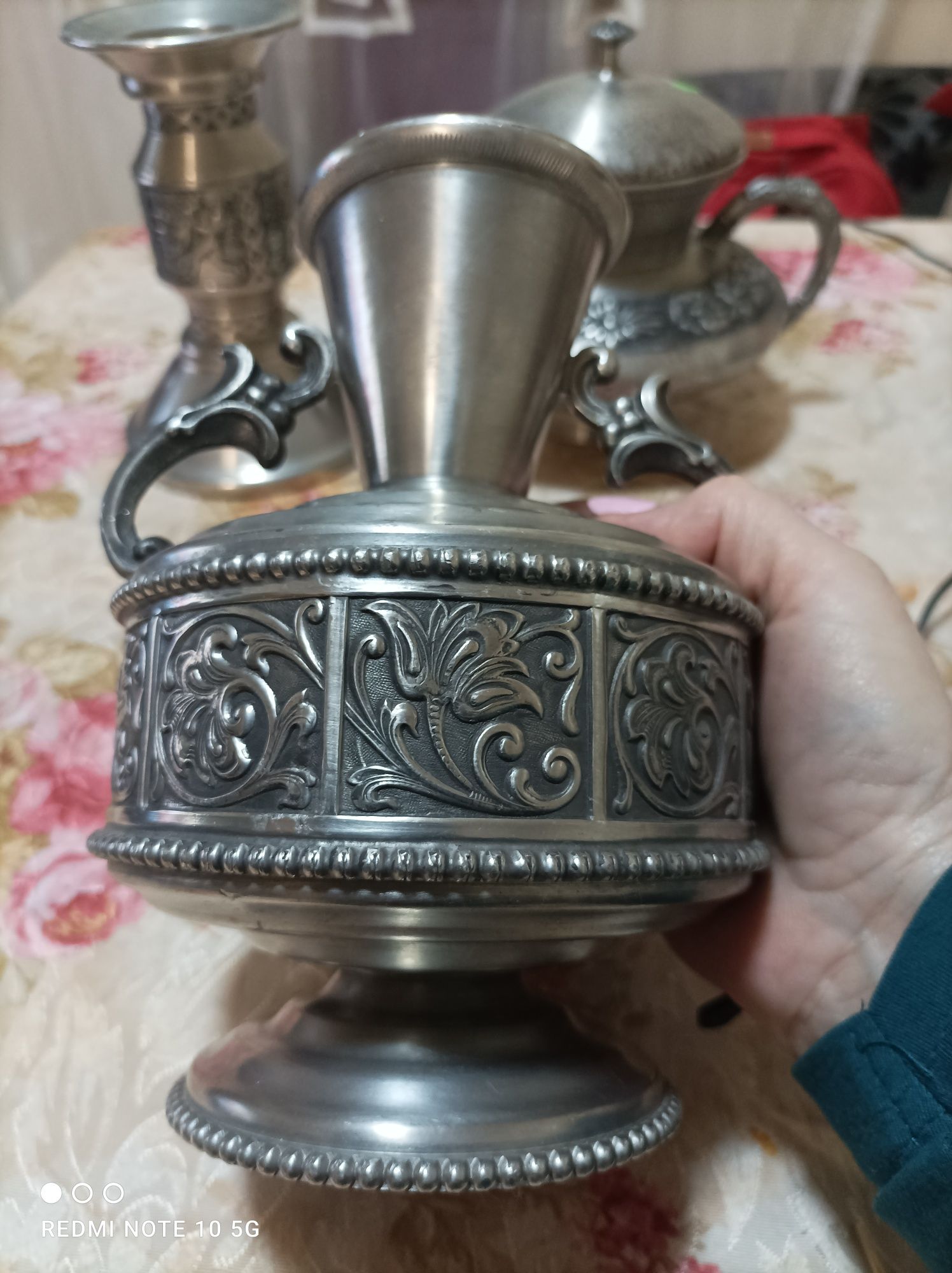 Норвежка калаена ваза с дръжка, калаена ваза Savo