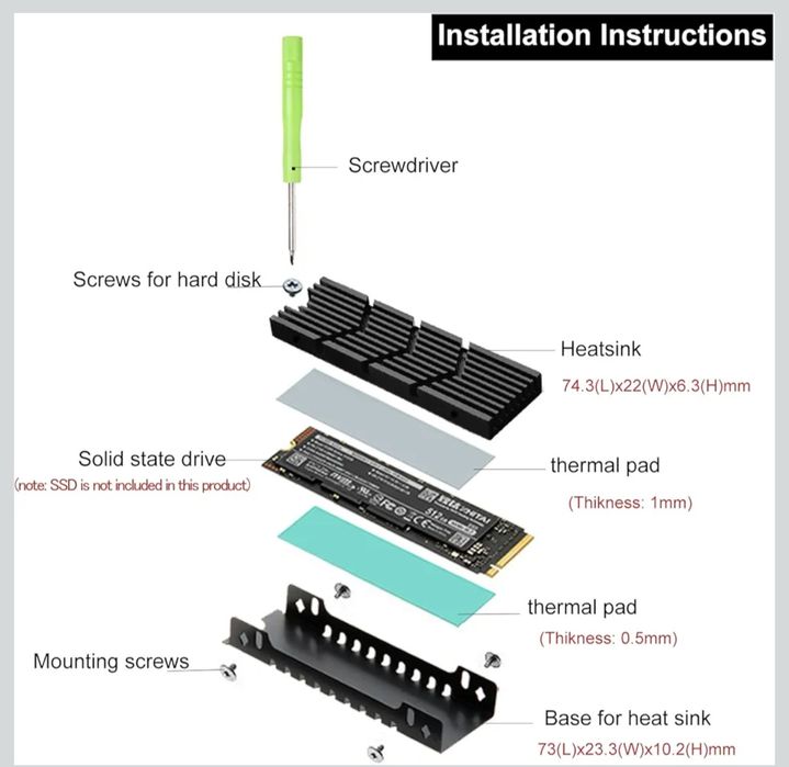 Пасивен охладител/радиатор ,за SSD M.2 2280