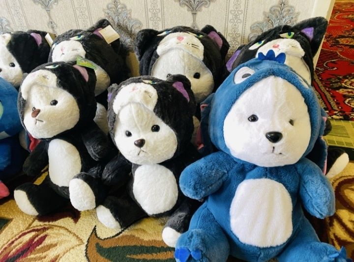 Stich stech lababu kapishonka ayiq yumshoq oynchoqla igrushka myaxkiy