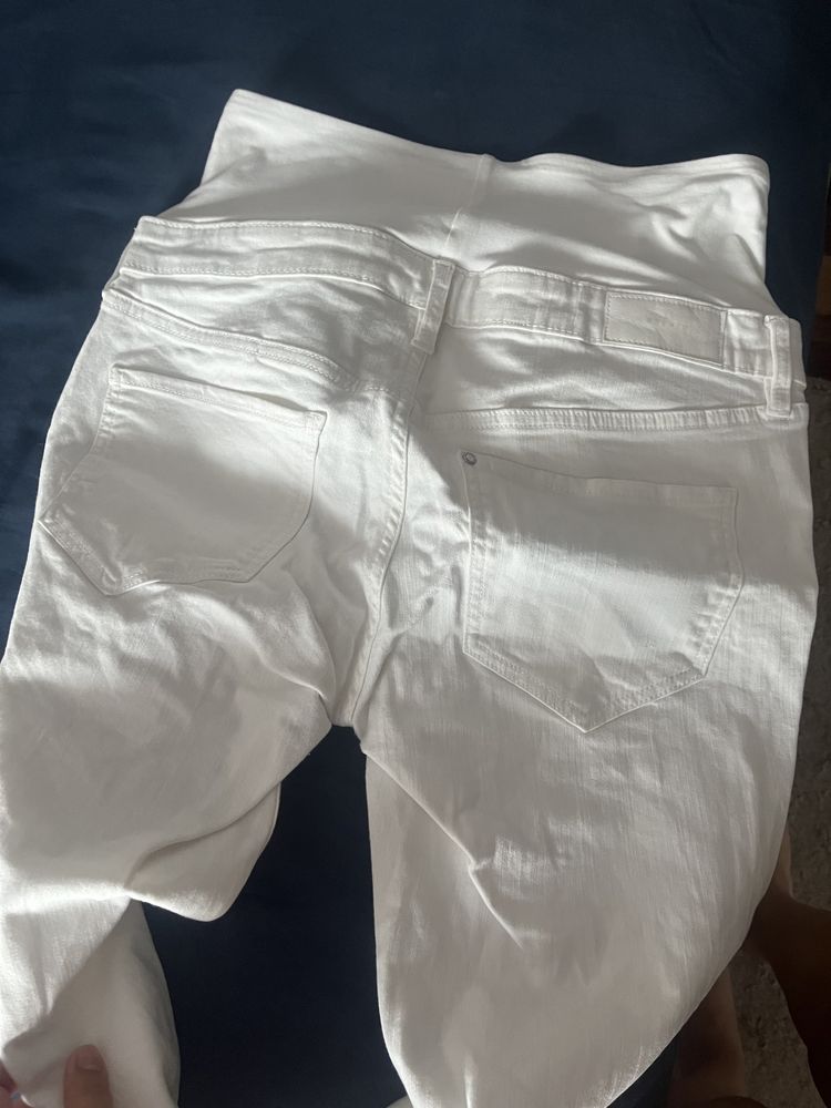 HM H&M colectia MAMA pantaloni gravida lungi albi marime 42
