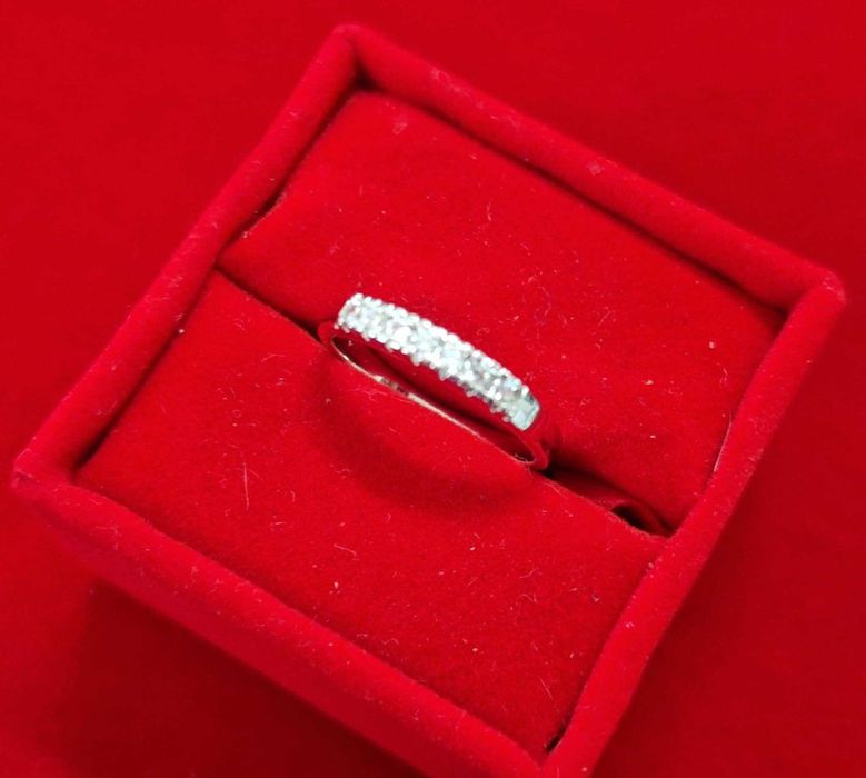 GR91, inel placat aur alb 18k, tenis, zirconii albe, nou,reducere 20%