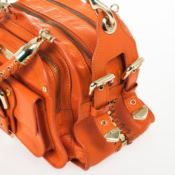 Versace Orange Leather Mini Satchel