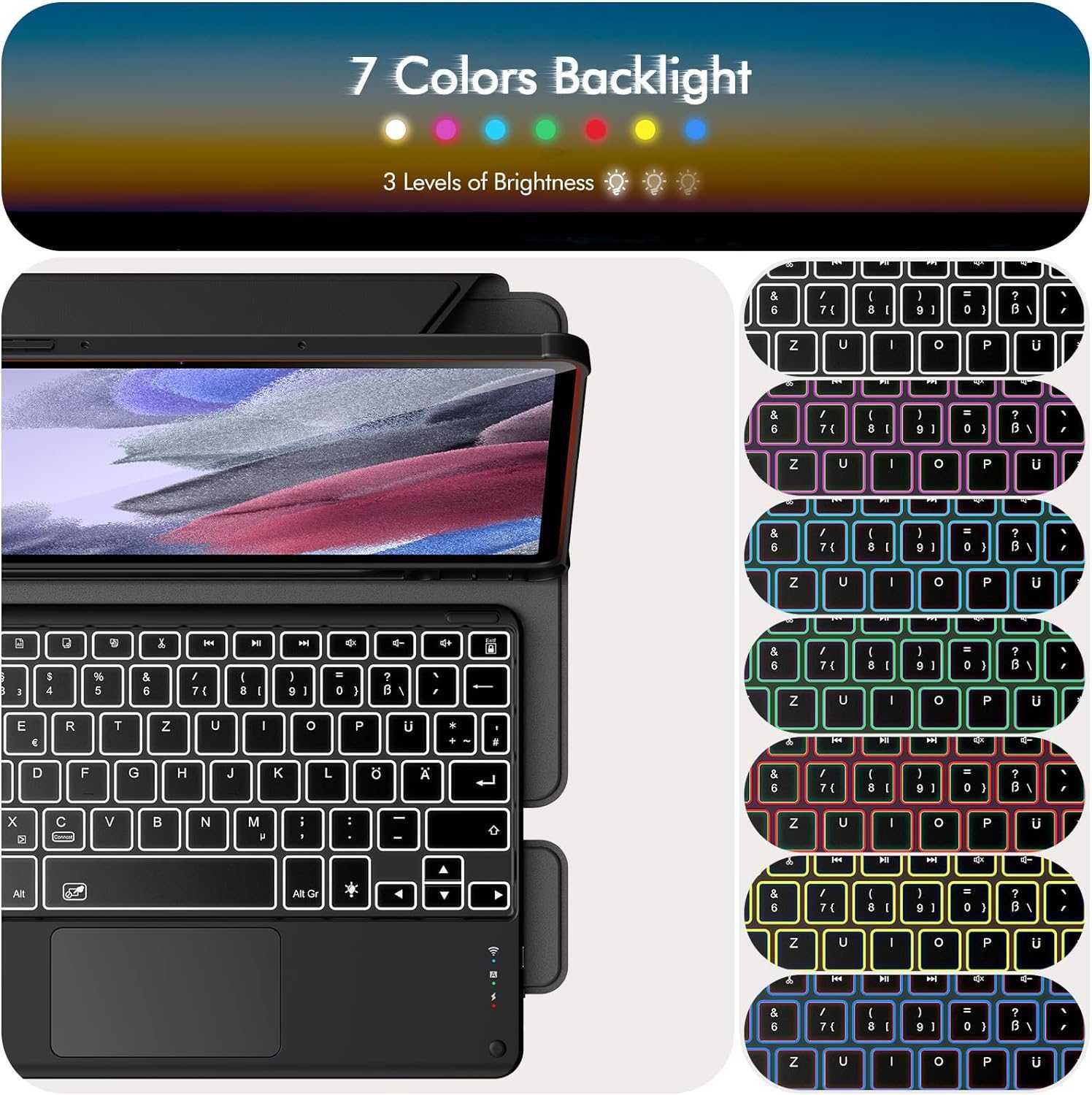 INFILAND Husă Tastatura Samsung Galaxy Tab S9 FE+ Plus/S9+ Plus QWERTZ