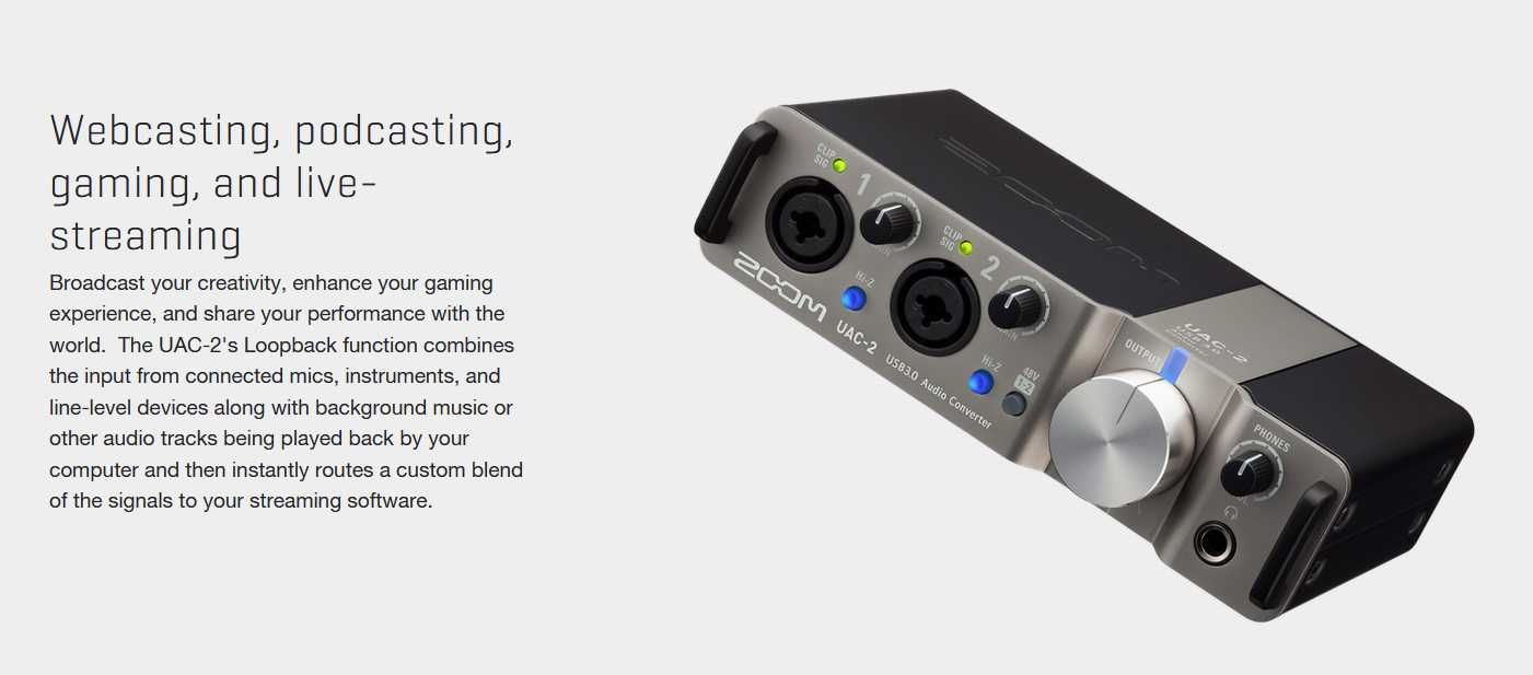 Interfata audio profesionala HiFi/streaming/webcasting Zoom UAC-2 USB