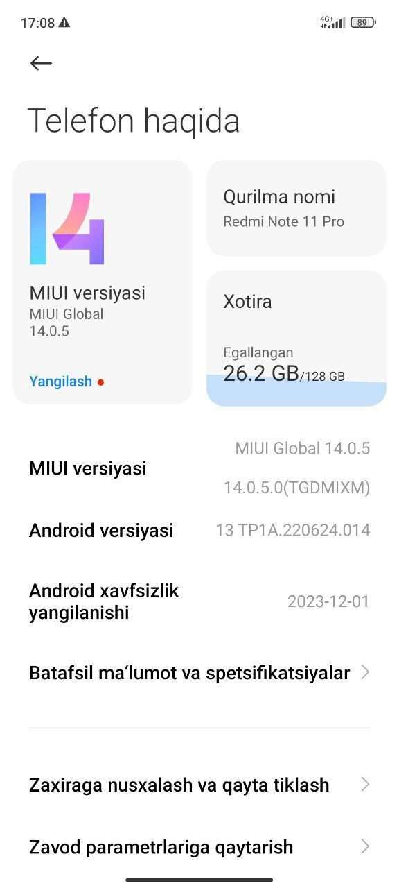 Redmi Note 11 Pro 8+5/128gb Ideal