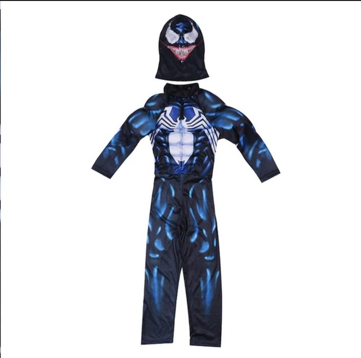 Детски Костюм на Венъм Venum Черен Спайдърмен с маска и мускули