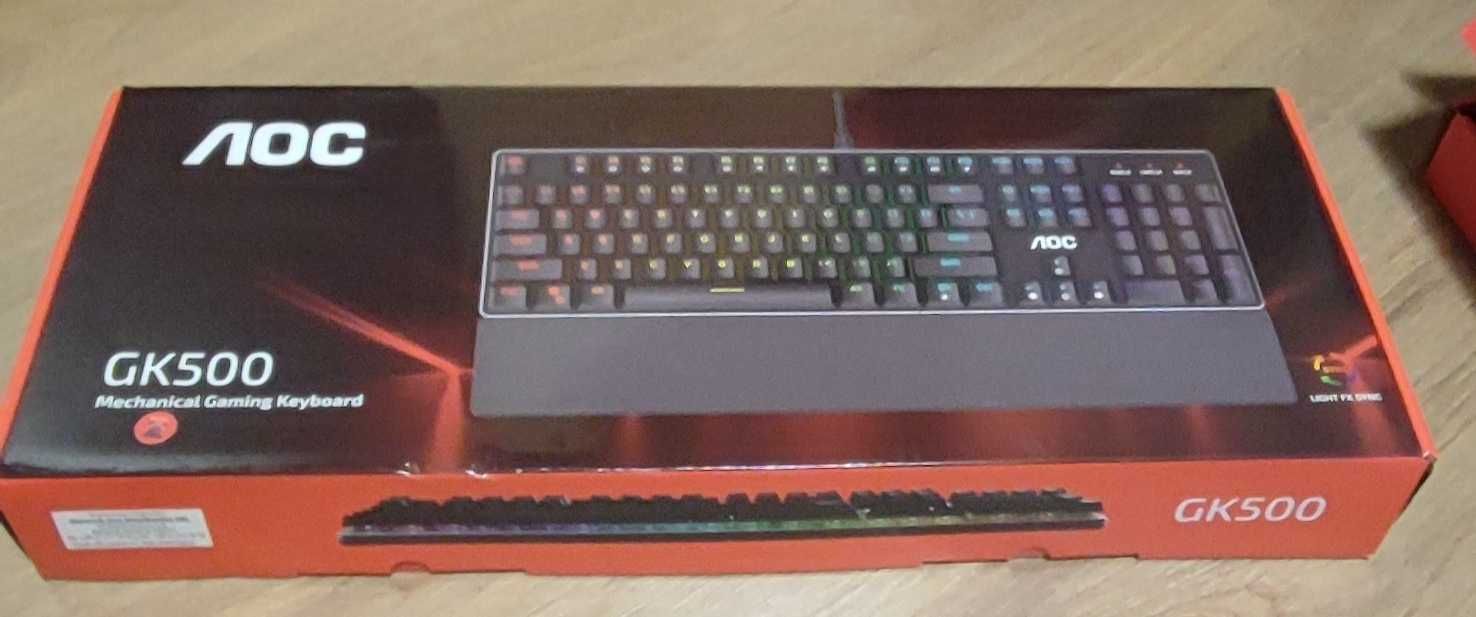 Tastatura gaming mecanica Aoc GK500, iluminare RGB, Negru