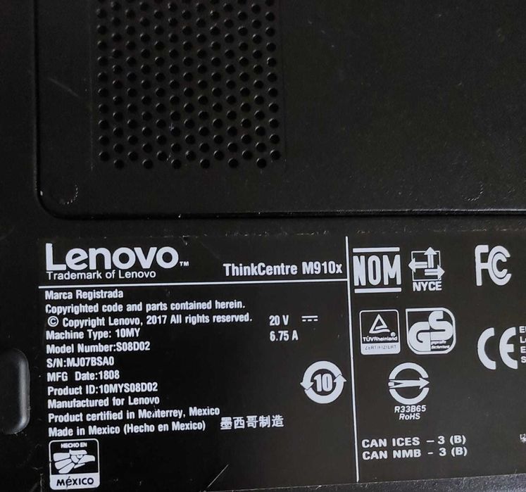 Lenovo ThinkCentre M910x MiniPC  i5-7400T 8GB DDR4