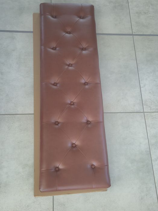 Banca din piele eco, design mid-century,  cadru metalic