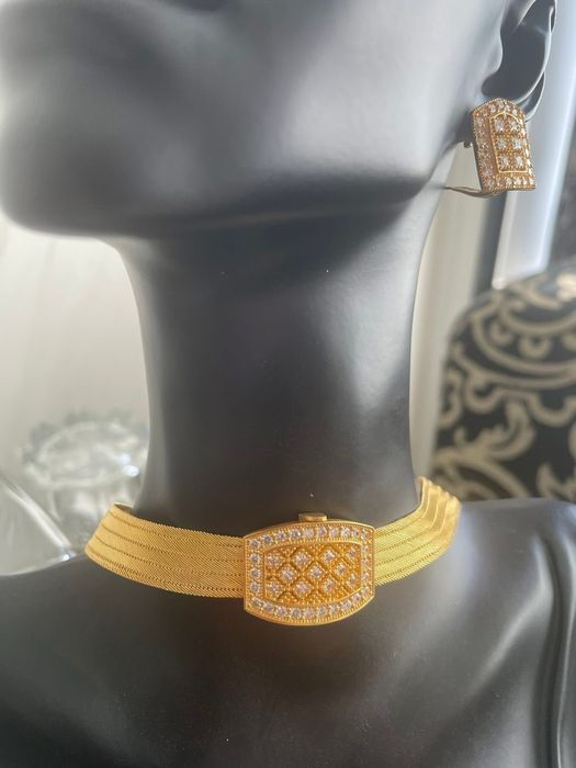 Златен комплект / синджир и обеце / 22к