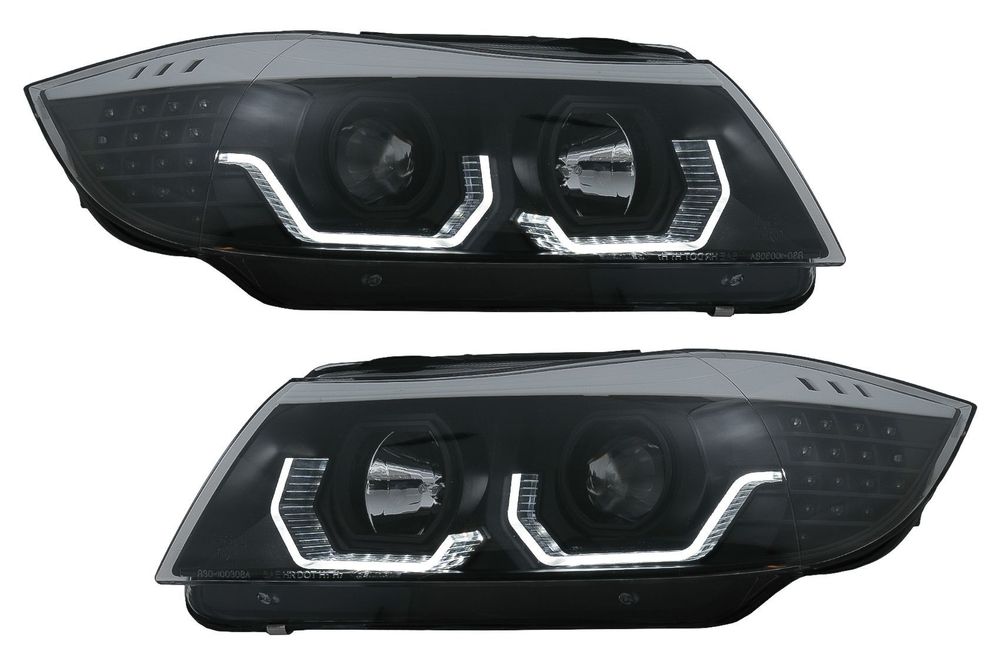 Faruri 3D LED Angel Eyes compatibil cu BMW Seria 3 Limousine E90 Touri