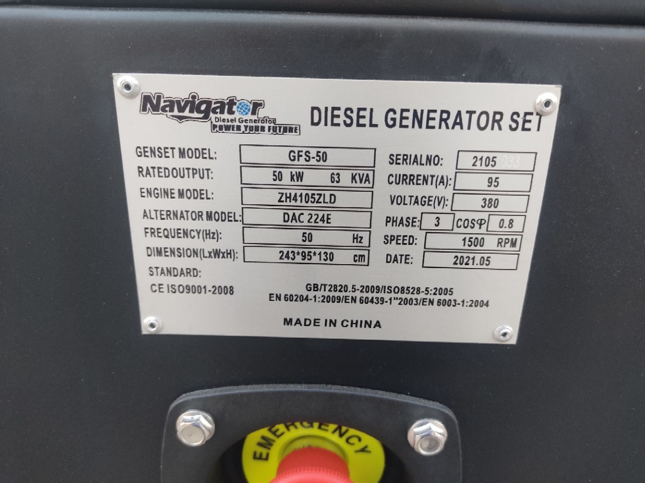 Dizelni generator NAVIGATOR GF50ss3