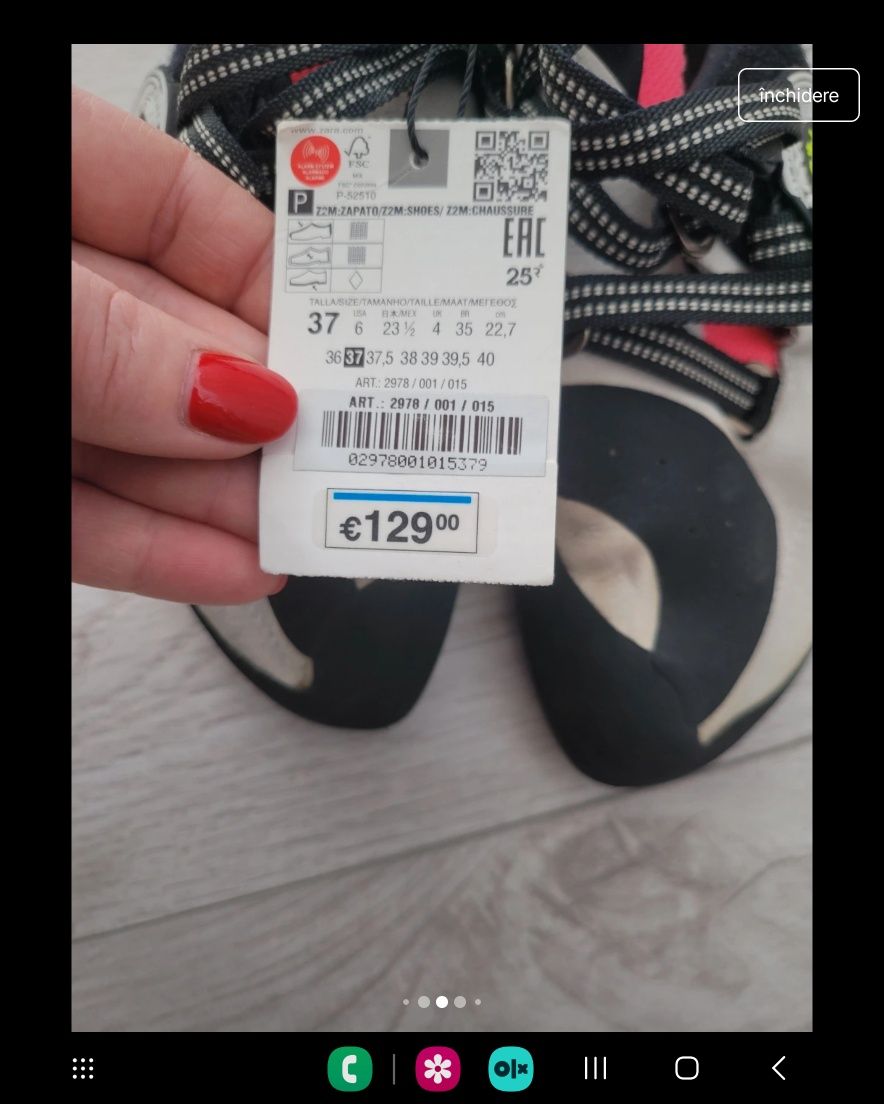 Pantofi de cățărare și alpinism nr 37