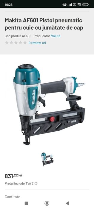 pistol penumatic makita AF601