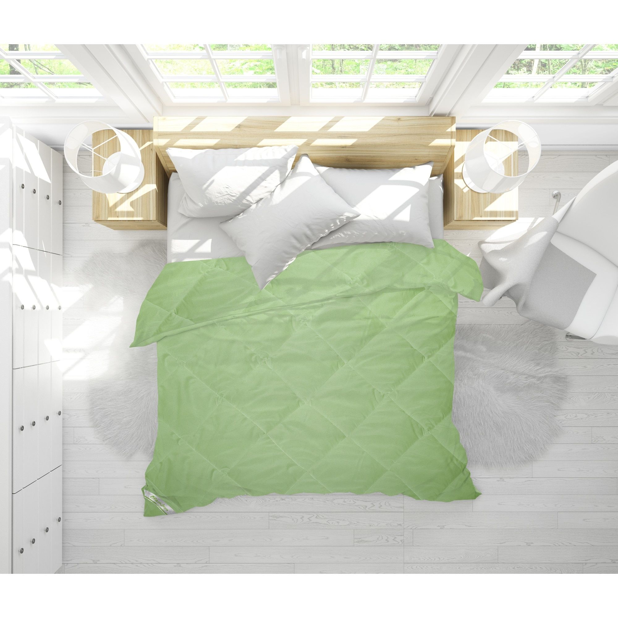 Спален комплект от 2 възглавници +ватирана завивка 180х200см от бамбук