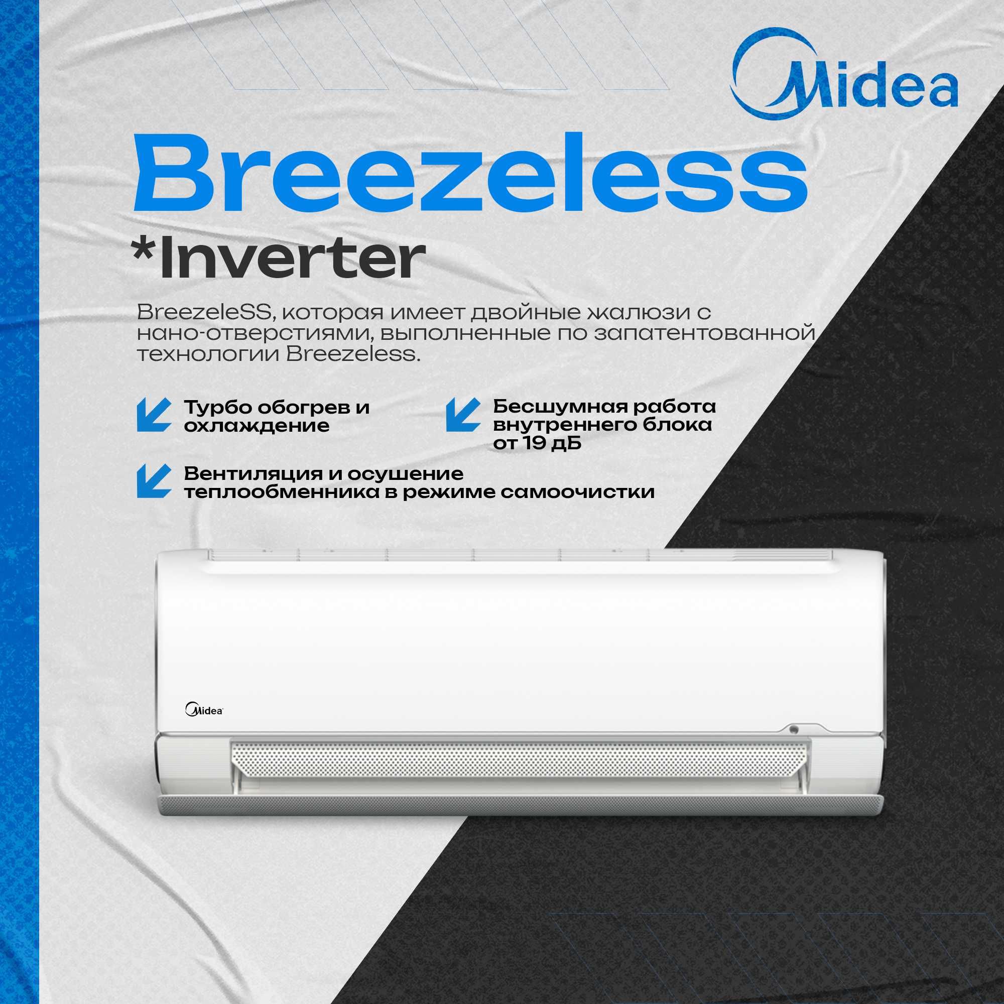 Кондиционер/Konditsioner/Midea BreezeleSS Inverter 12 000 BTU