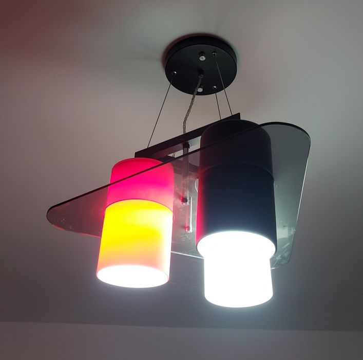 Lustra din sticla cu trei brațe,  candelabru dormitor, living modern