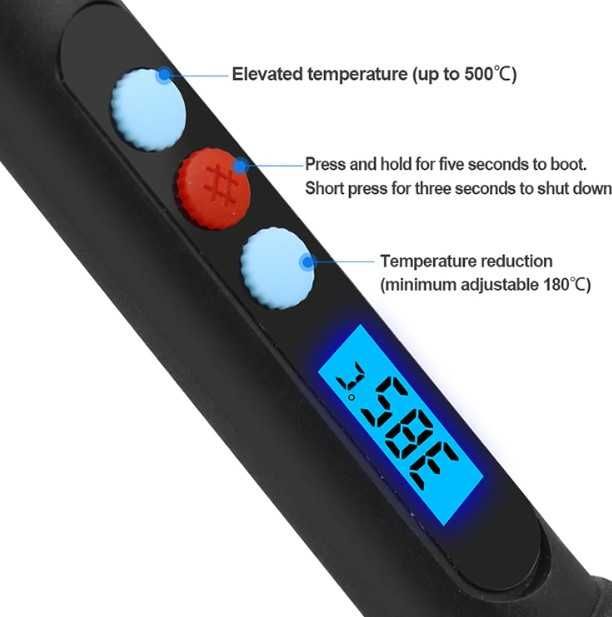 Паяльник с ЖК дисплеем, 60 Вт, 110-240В, 180-500° C