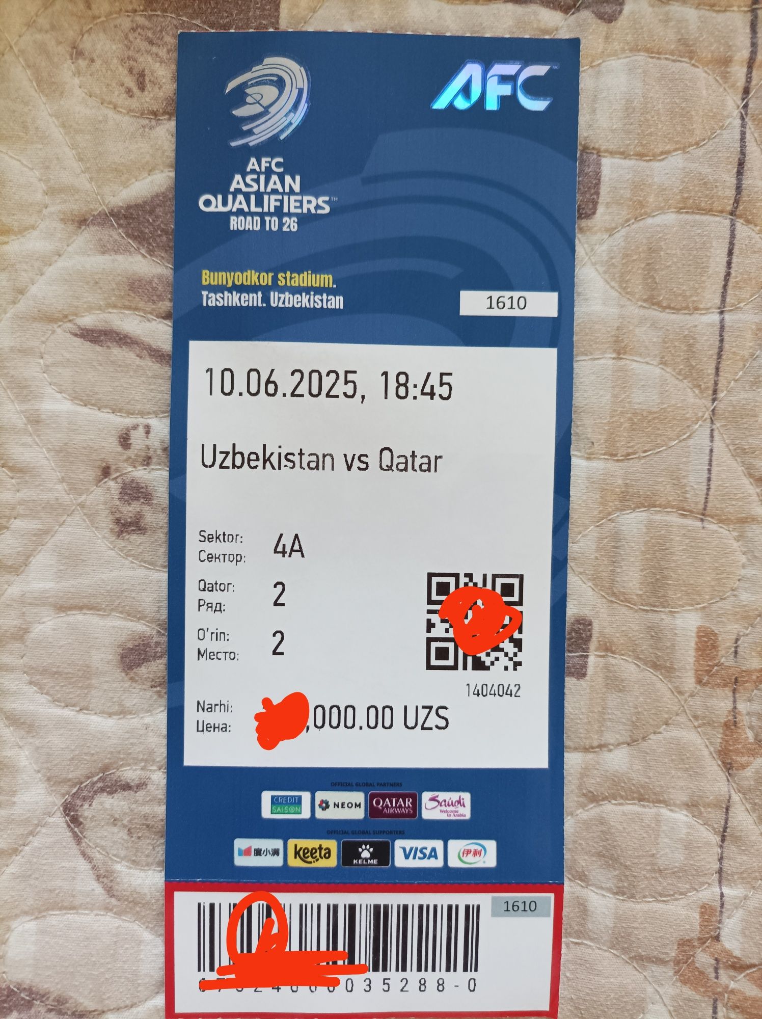 Bilet futbol Uzbekistan vs Qatar