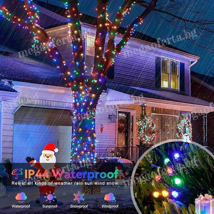Светлинна верига 50м. от 250 Led коледни лампички RGB многоцветни