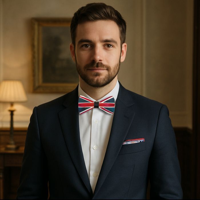 Papion din mătase cu pene de fazan - steag Marea Britanie