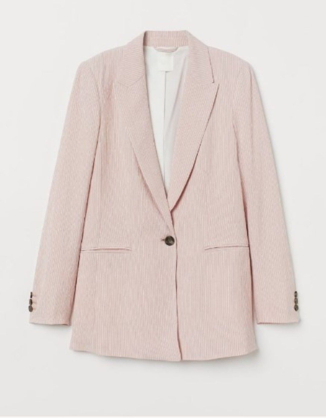 Дамско сако H&M розово бяло райе S размер 36 пролетно сако