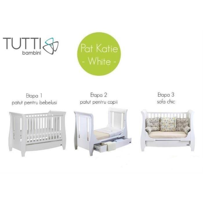 Patut evolutiv Tutti Bambini Katie alb nou, cu saltea de cocos