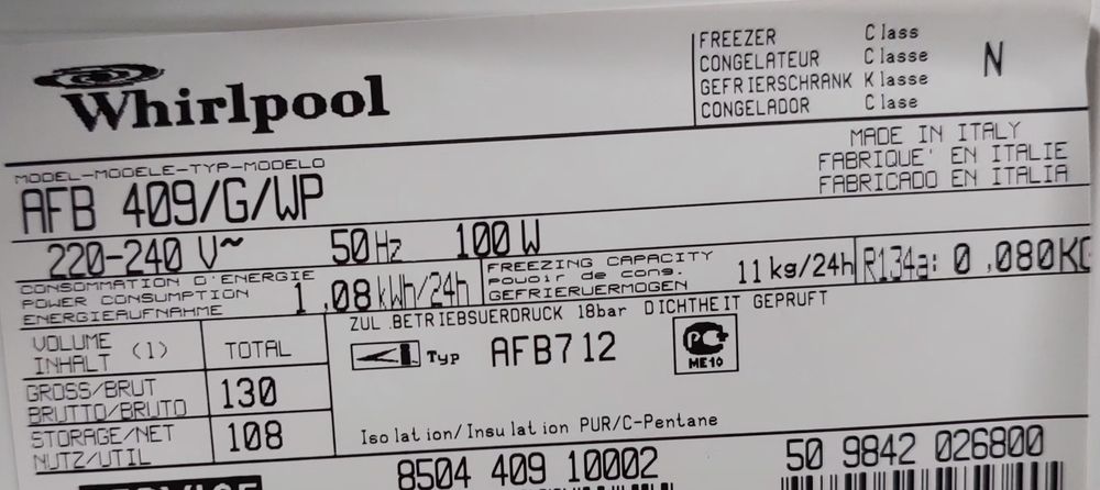 Фризер Whirlpool AFB409