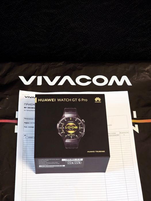 КАТО НОВ 46mm Huawei Watch GT 6 Pro Гаранция Vivacom 2027г. BLACK