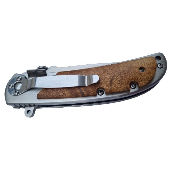 Briceag Hunter 21.5 cm, maner insertii lemn, clema prindere centura